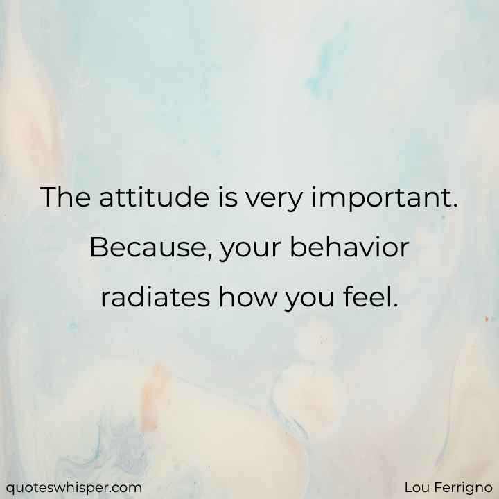  The attitude is very important. Because, your behavior radiates how you feel. - Lou Ferrigno