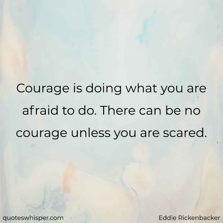  Courage is doing what you are afraid to do. There can be no courage unless you are scared. - Eddie Rickenbacker