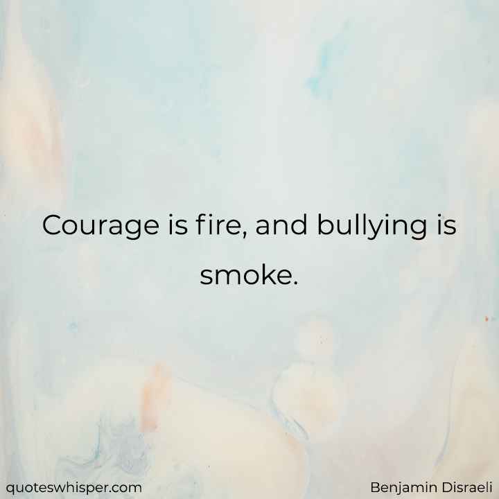  Courage is fire, and bullying is smoke. - Benjamin Disraeli