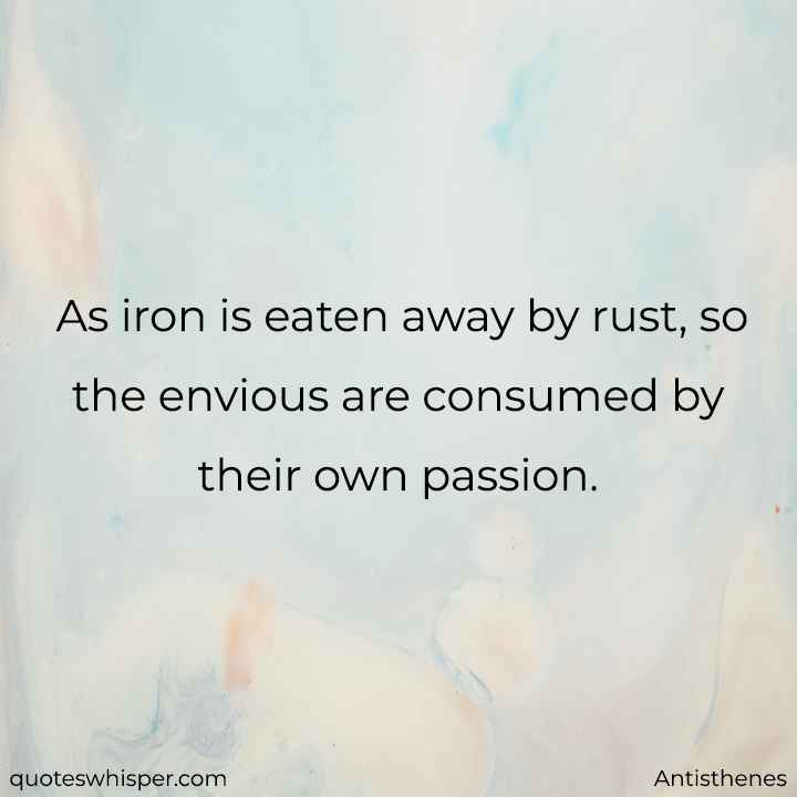  As iron is eaten away by rust, so the envious are consumed by their own passion. - Antisthenes
