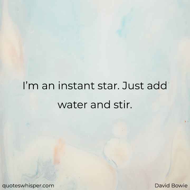  I’m an instant star. Just add water and stir. - David Bowie