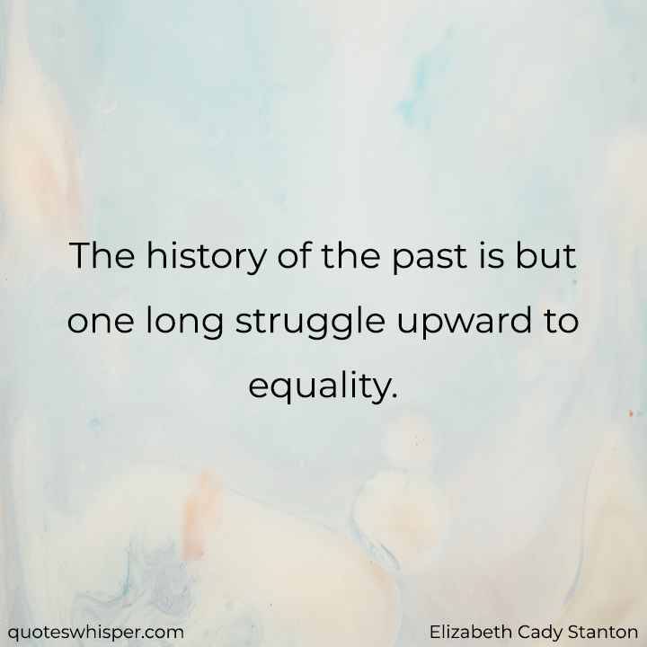  The history of the past is but one long struggle upward to equality. - Elizabeth Cady Stanton