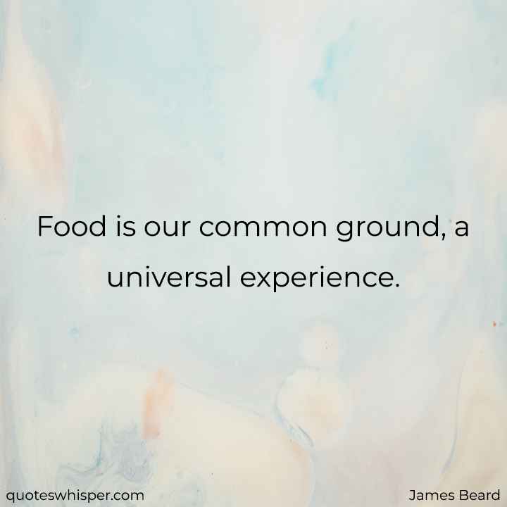  Food is our common ground, a universal experience. - James Beard