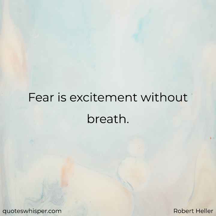 Fear is excitement without breath. - Robert Heller