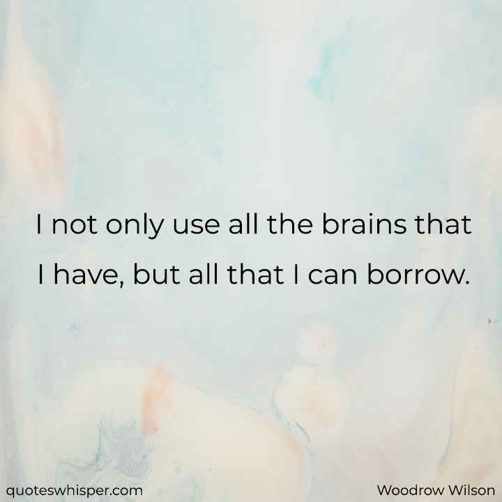  I not only use all the brains that I have, but all that I can borrow. - Woodrow Wilson