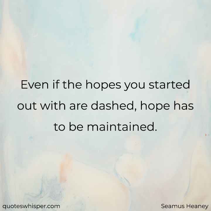  Even if the hopes you started out with are dashed, hope has to be maintained. - Seamus Heaney