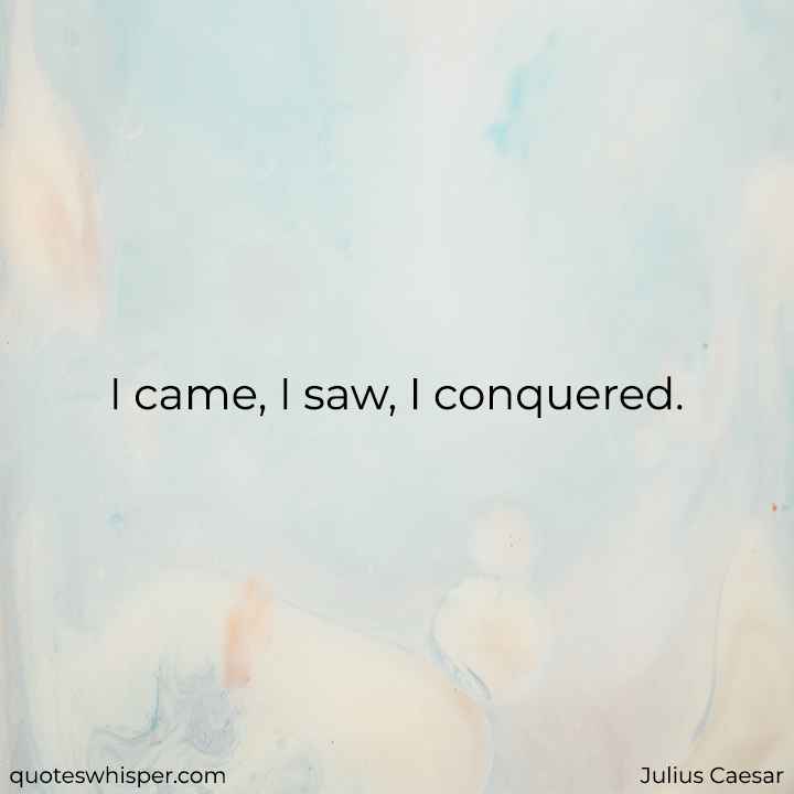  I came, I saw, I conquered. - Julius Caesar