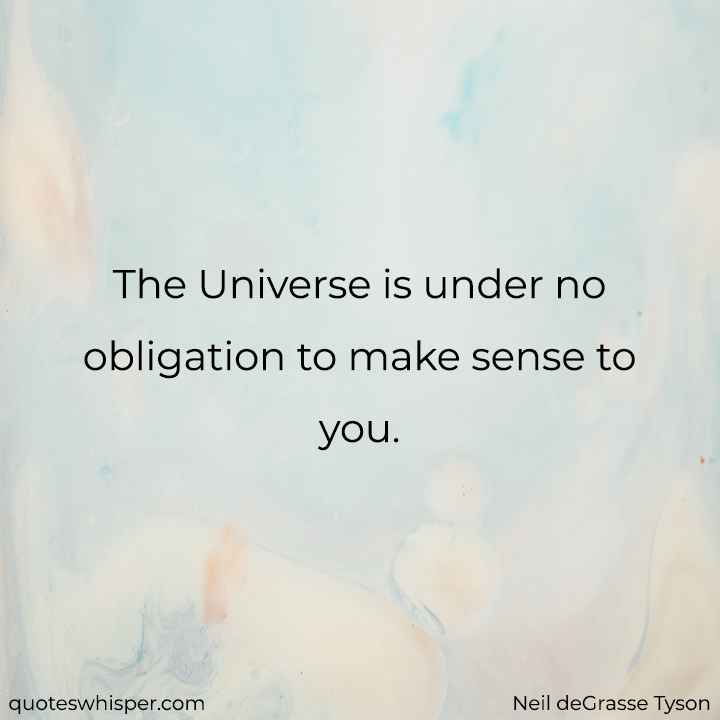  The Universe is under no obligation to make sense to you. - Neil deGrasse Tyson