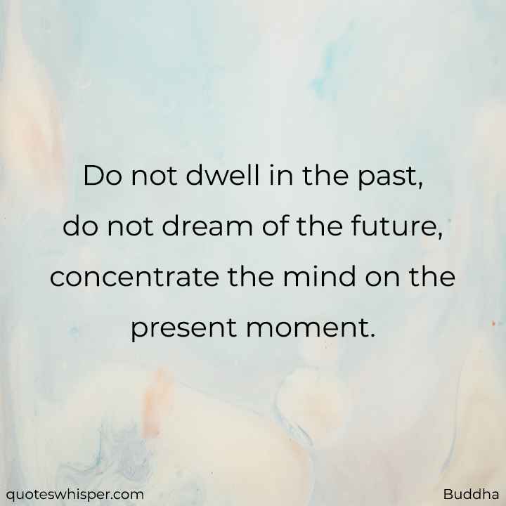  Do not dwell in the past, do not dream of the future, concentrate the mind on the present moment. - Buddha