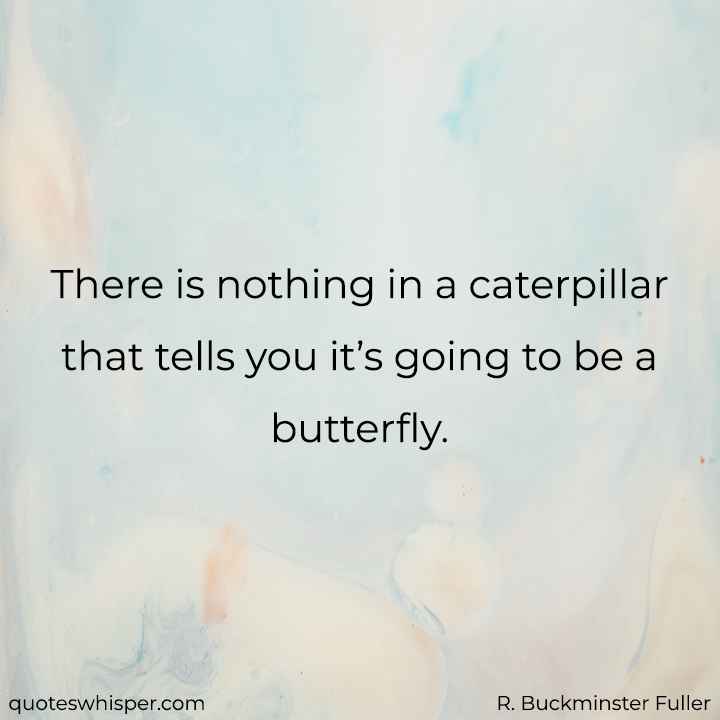  There is nothing in a caterpillar that tells you it’s going to be a butterfly. - R. Buckminster Fuller