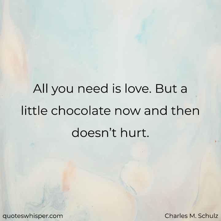  All you need is love. But a little chocolate now and then doesn’t hurt. - Charles M. Schulz