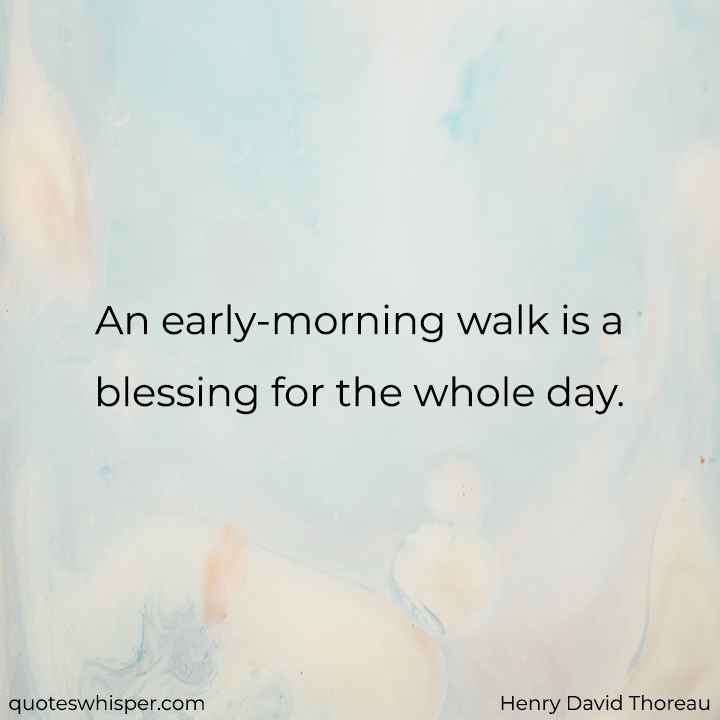  An early-morning walk is a blessing for the whole day. - Henry David Thoreau