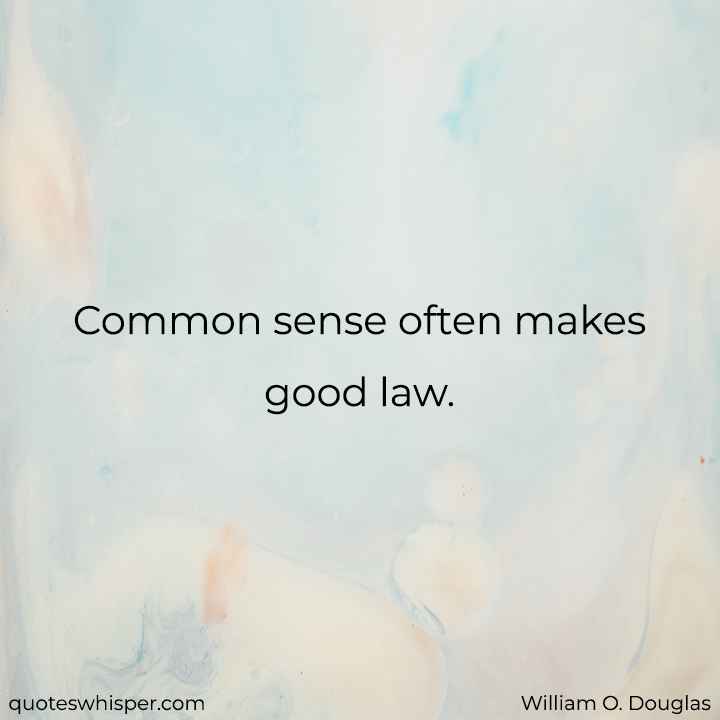  Common sense often makes good law. - William O. Douglas