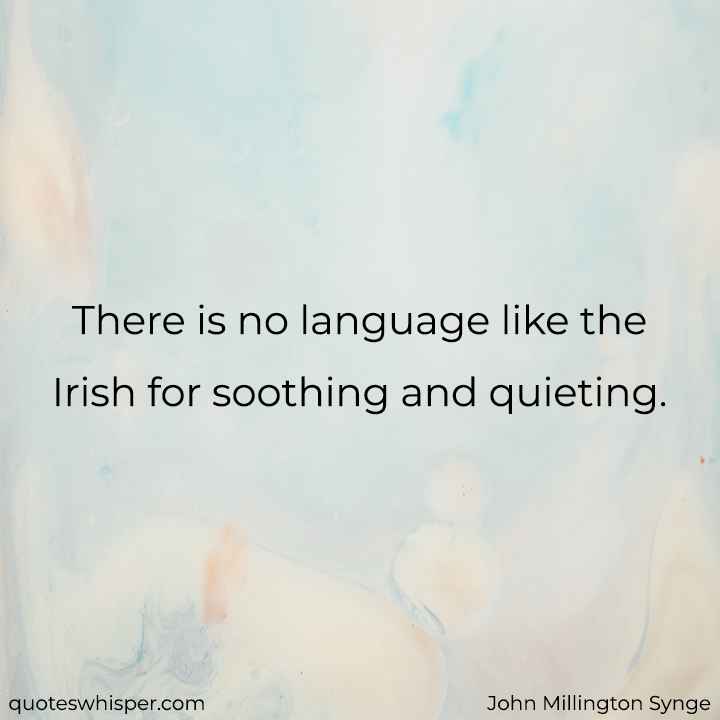  There is no language like the Irish for soothing and quieting. - John Millington Synge
