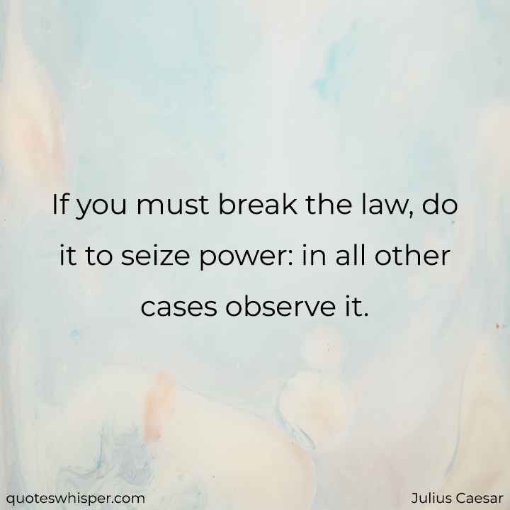  If you must break the law, do it to seize power: in all other cases observe it. - Julius Caesar