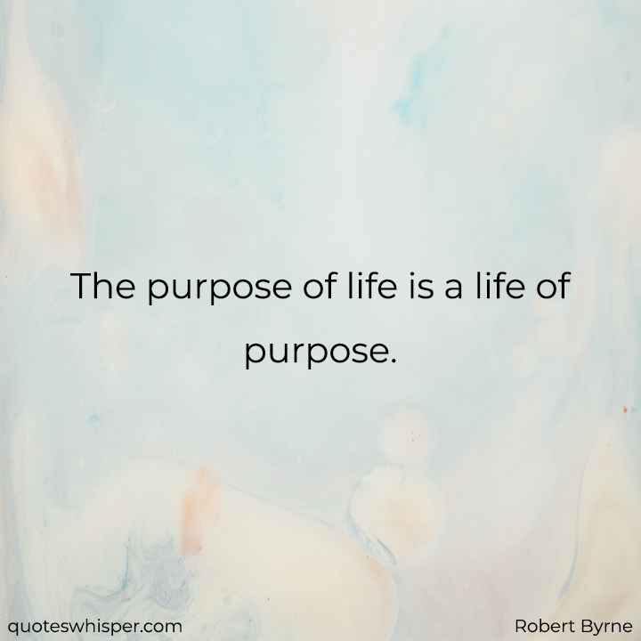  The purpose of life is a life of purpose. - Robert Byrne