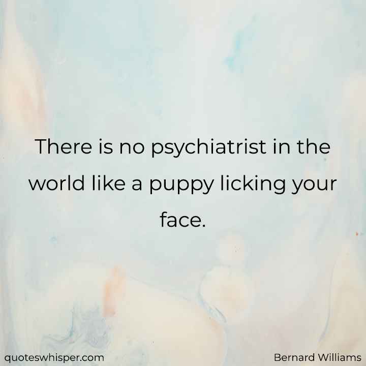  There is no psychiatrist in the world like a puppy licking your face. - Bernard Williams