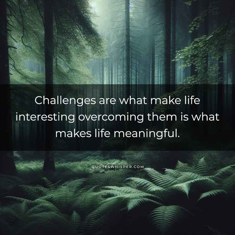 Challenges are what make life interesting overcoming them is what makes life meaningful.