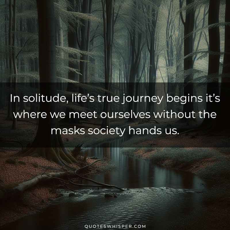 In solitude, life’s true journey begins it’s where we meet ourselves without the masks society hands us.