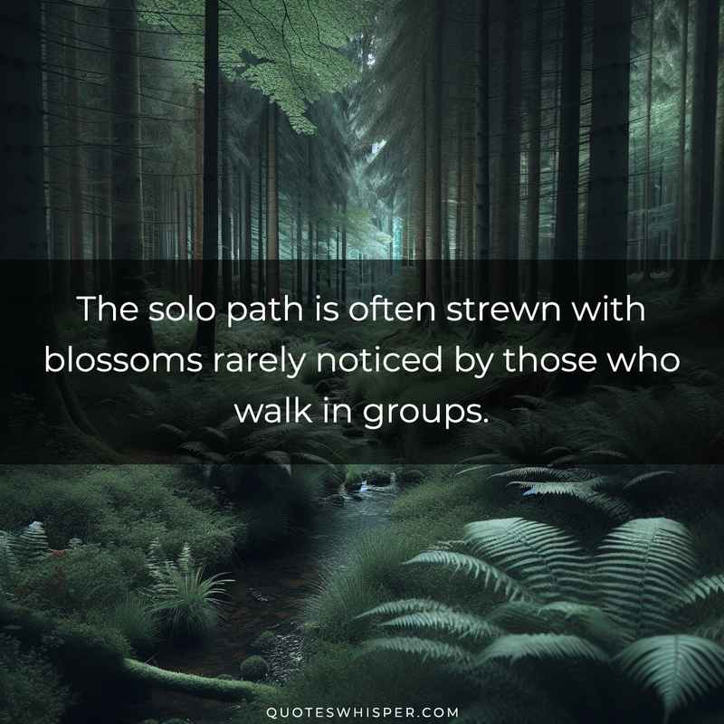 The solo path is often strewn with blossoms rarely noticed by those who walk in groups.