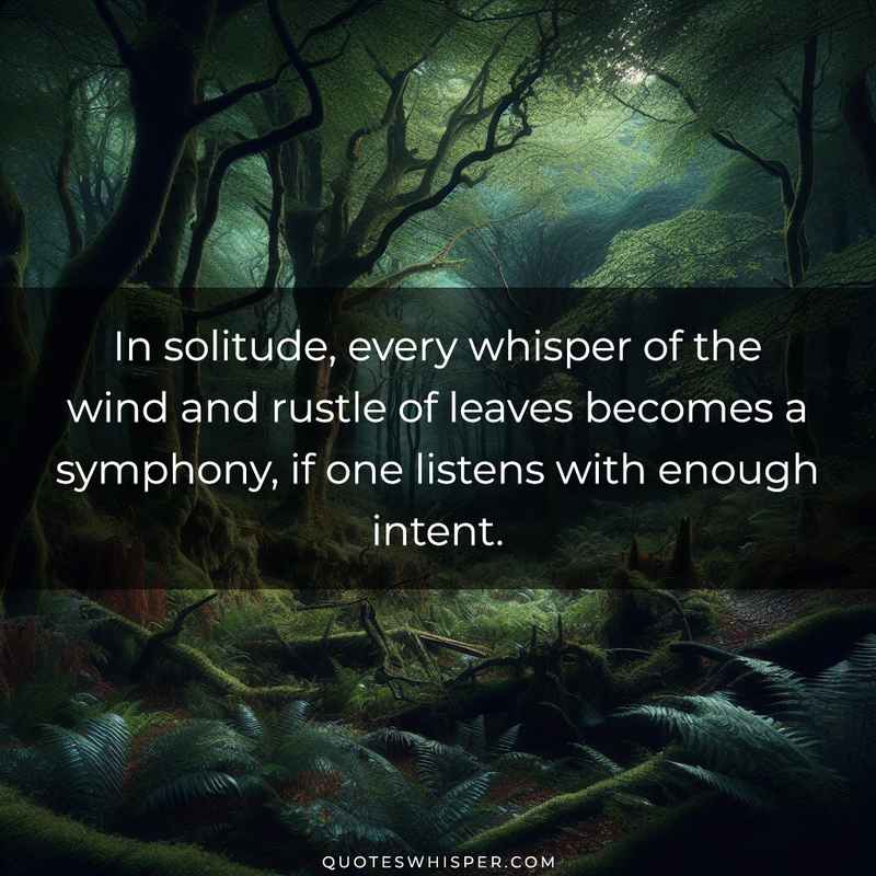 In solitude, every whisper of the wind and rustle of leaves becomes a symphony, if one listens with enough intent.