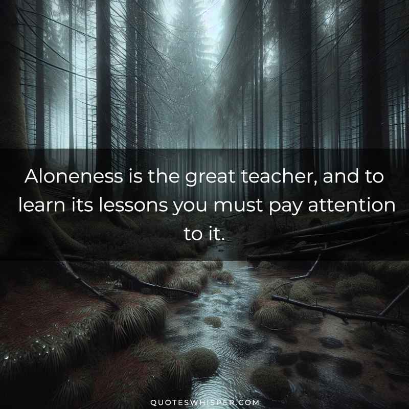 Aloneness is the great teacher, and to learn its lessons you must pay attention to it.
