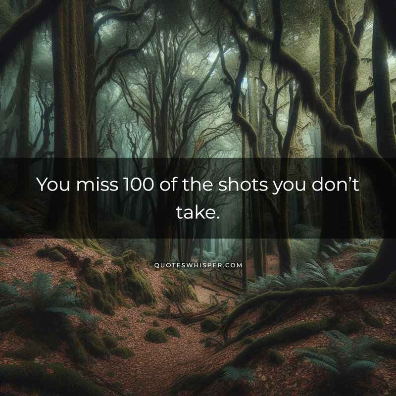 You miss 100 of the shots you don’t take.