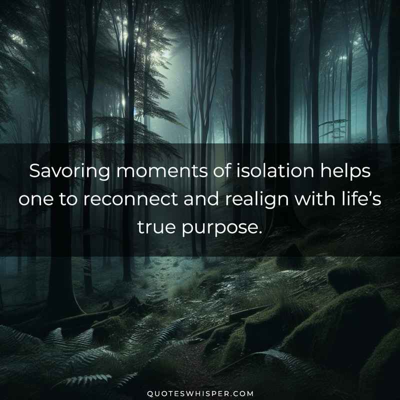 Savoring moments of isolation helps one to reconnect and realign with life’s true purpose.