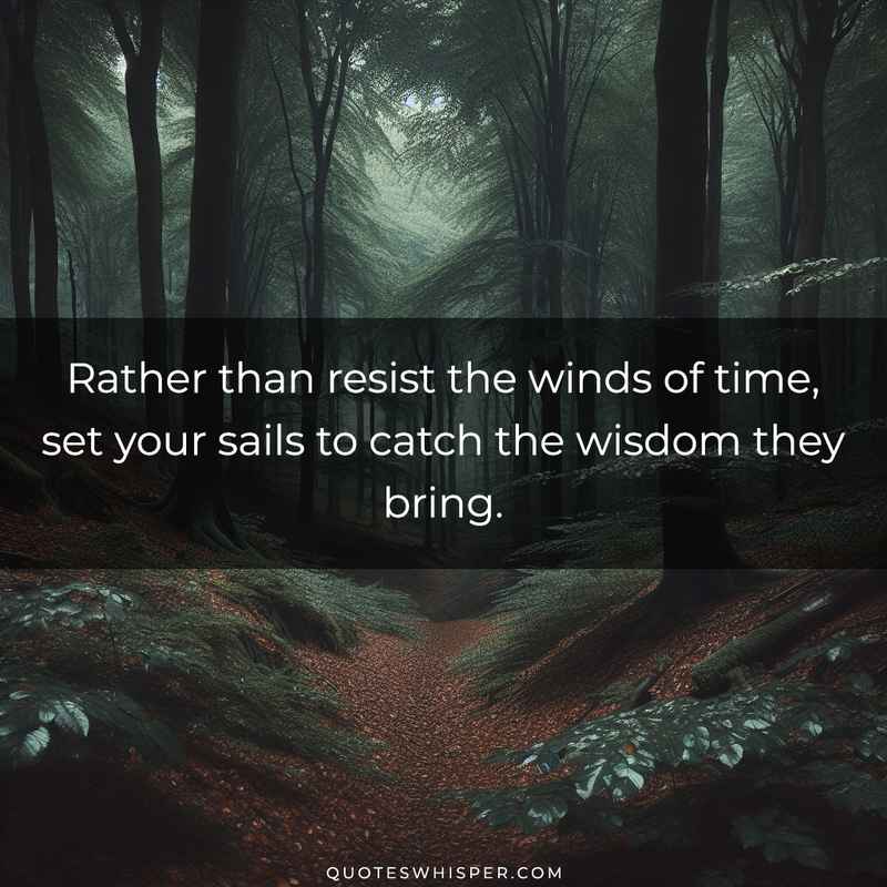 Rather than resist the winds of time, set your sails to catch the wisdom they bring.