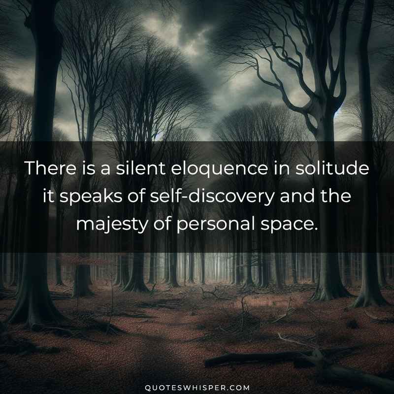 There is a silent eloquence in solitude it speaks of self-discovery and the majesty of personal space.