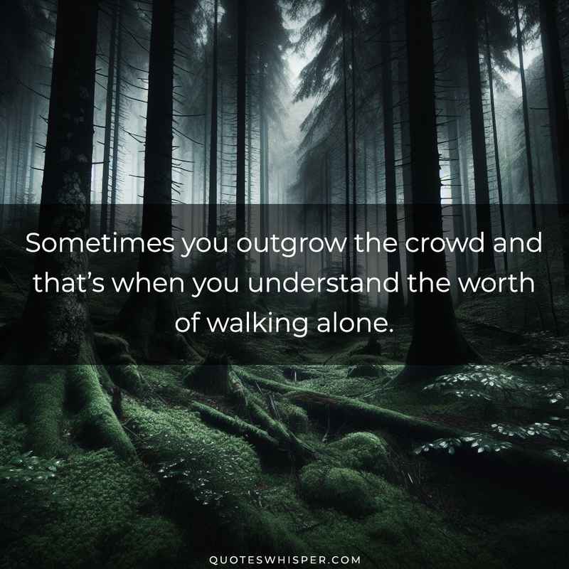 Sometimes you outgrow the crowd and that’s when you understand the worth of walking alone.