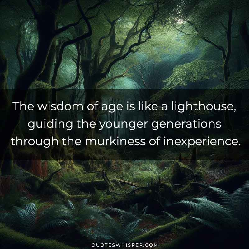 The wisdom of age is like a lighthouse, guiding the younger generations through the murkiness of inexperience.