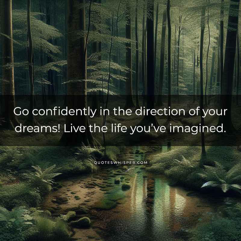 Go confidently in the direction of your dreams! Live the life you’ve imagined.