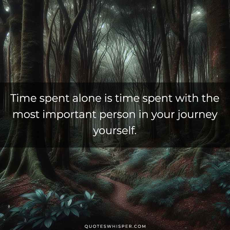 Time spent alone is time spent with the most important person in your journey yourself.