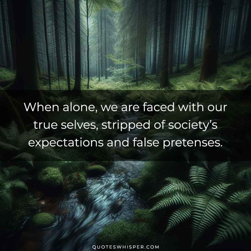 When alone, we are faced with our true selves, stripped of society’s expectations and false pretenses.