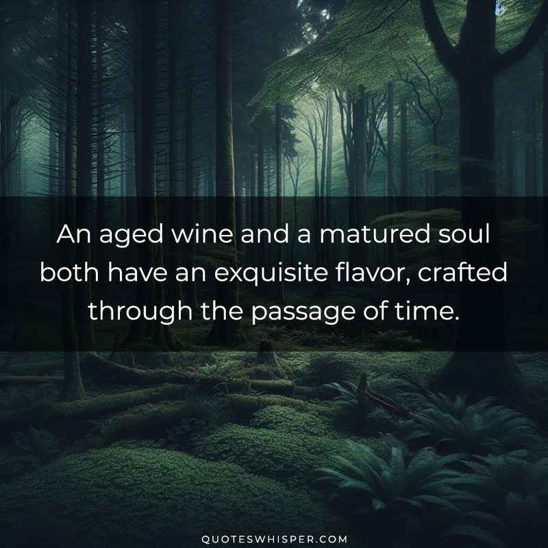 An aged wine and a matured soul both have an exquisite flavor, crafted through the passage of time.