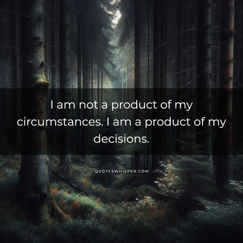 I am not a product of my circumstances. I am a product of my decisions.