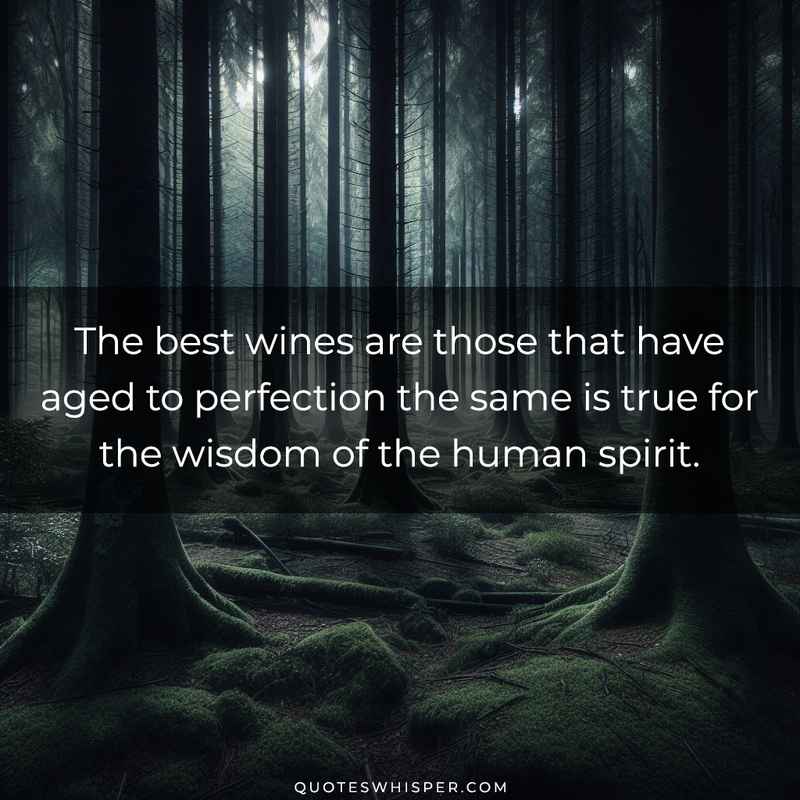 The best wines are those that have aged to perfection the same is true for the wisdom of the human spirit.