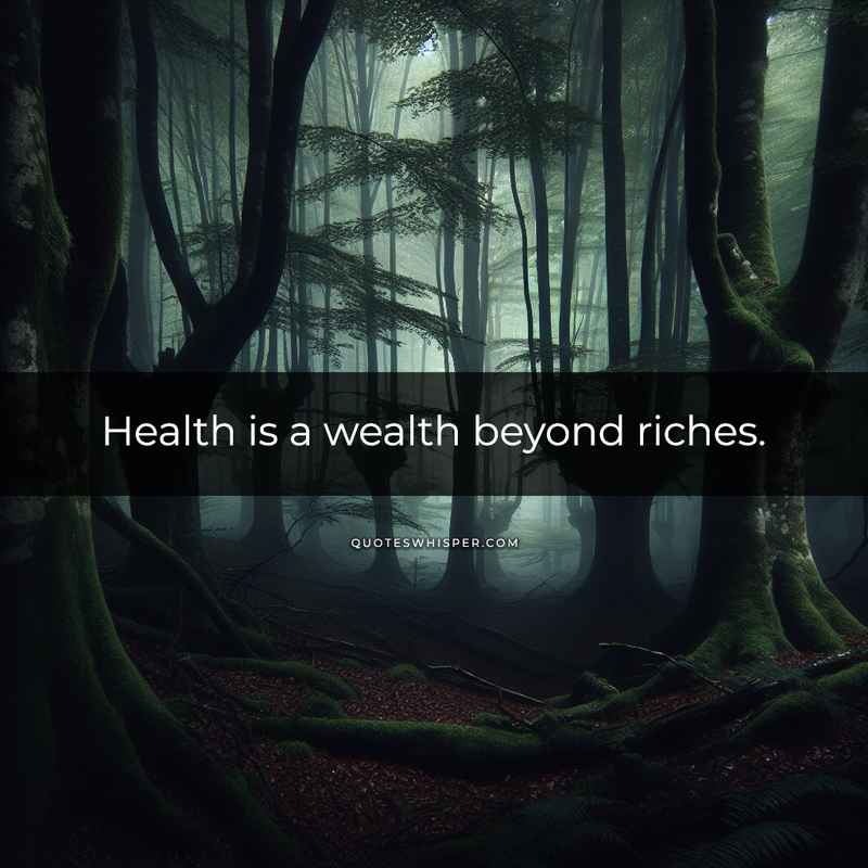 Health is a wealth beyond riches.