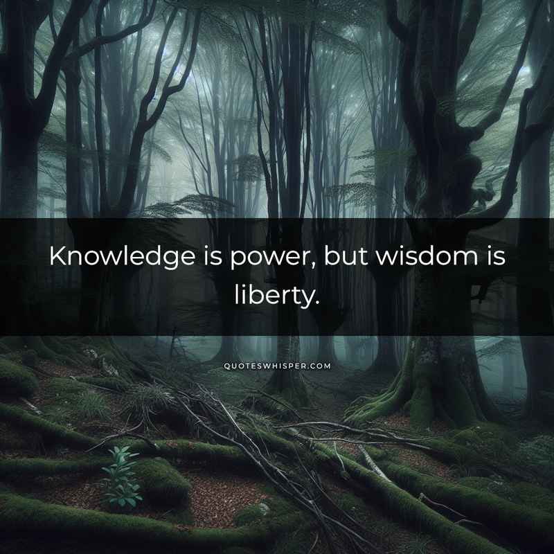 Knowledge is power, but wisdom is liberty.
