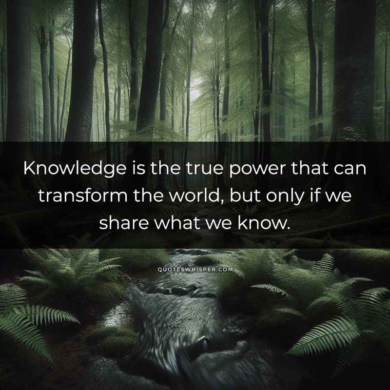 Knowledge is the true power that can transform the world, but only if we share what we know.