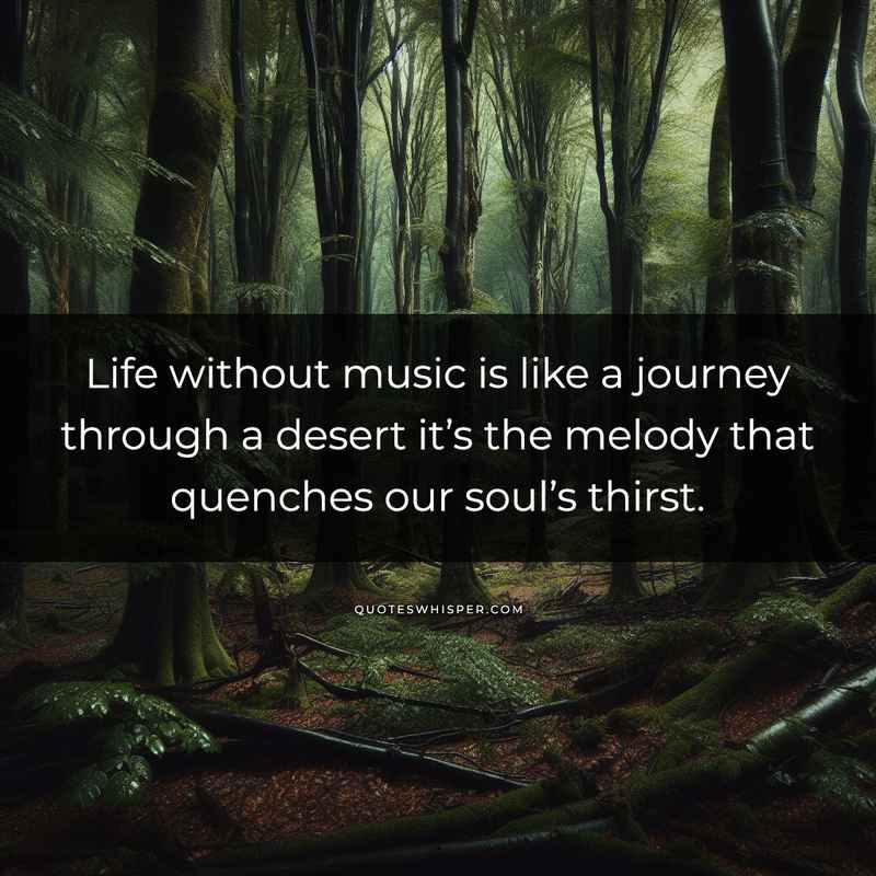 Life without music is like a journey through a desert it’s the melody that quenches our soul’s thirst.
