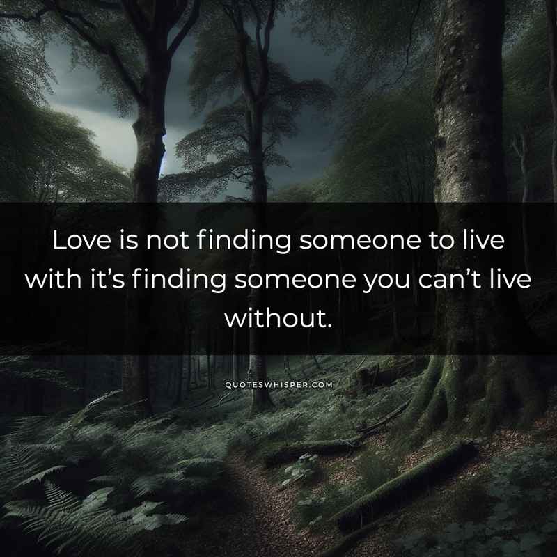 Love is not finding someone to live with it’s finding someone you can’t live without.