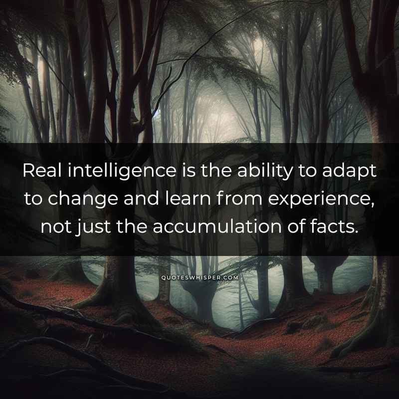 Real intelligence is the ability to adapt to change and learn from experience, not just the accumulation of facts.