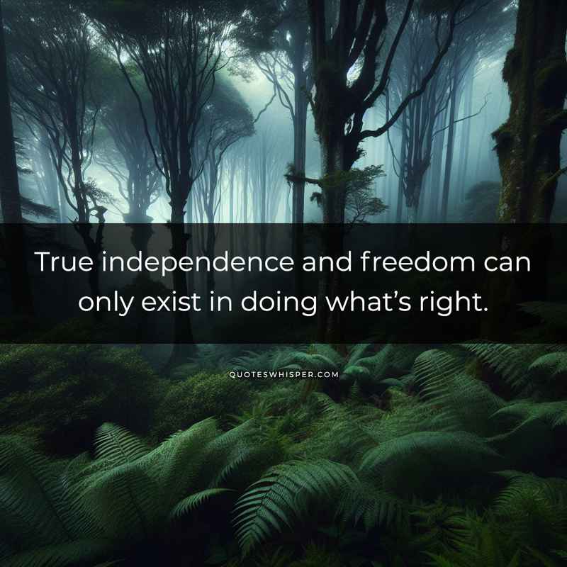 True independence and freedom can only exist in doing what’s right.
