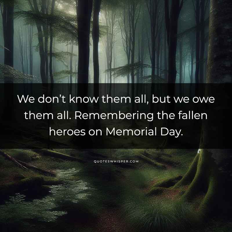 We don’t know them all, but we owe them all. Remembering the fallen heroes on Memorial Day.