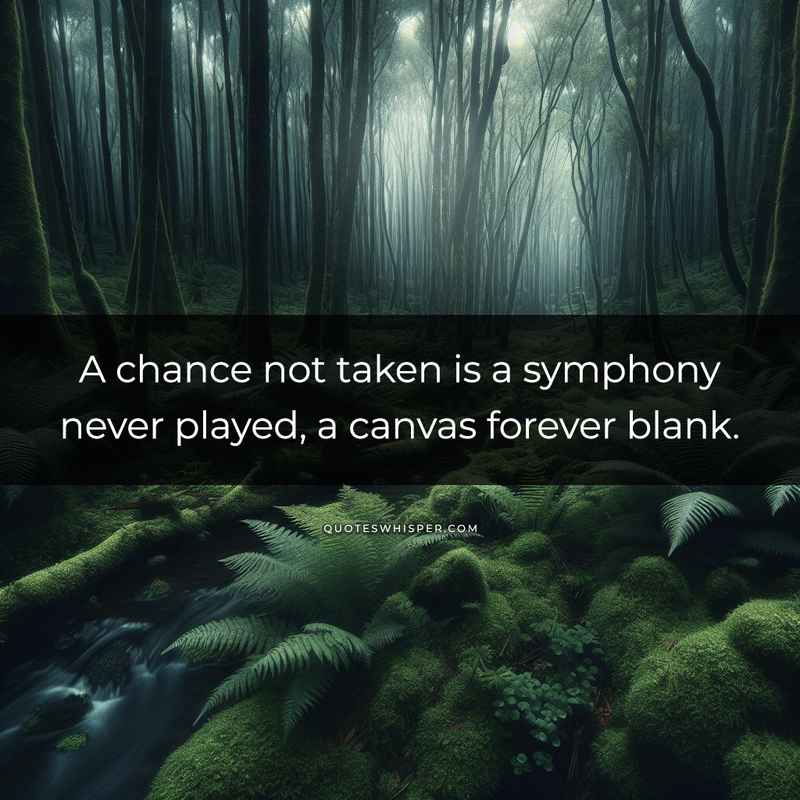 A chance not taken is a symphony never played, a canvas forever blank.