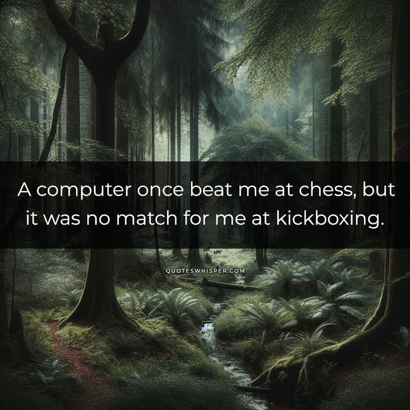 A computer once beat me at chess, but it was no match for me at kickboxing.