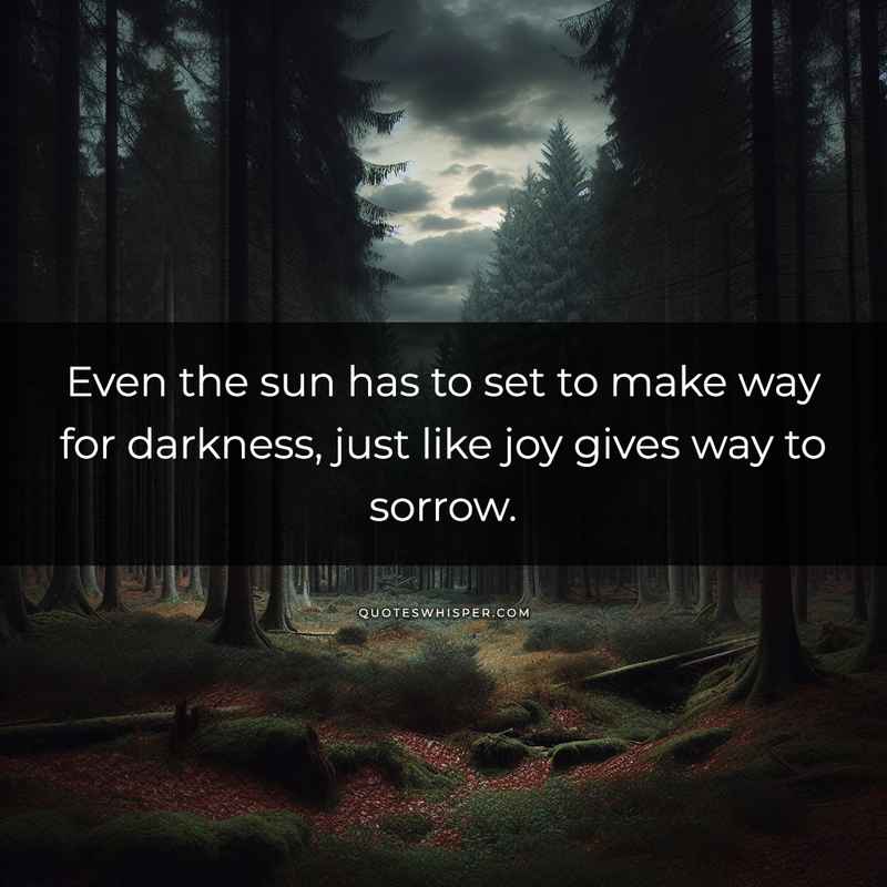 Even the sun has to set to make way for darkness, just like joy gives way to sorrow.