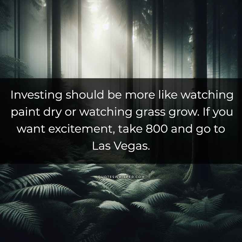 Investing should be more like watching paint dry or watching grass grow. If you want excitement, take 800 and go to Las Vegas.